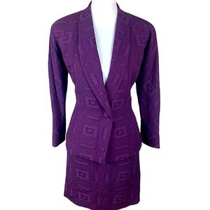 Vintage 1980s Christian Dior Eggplant Blazer Skirt Set Size 4